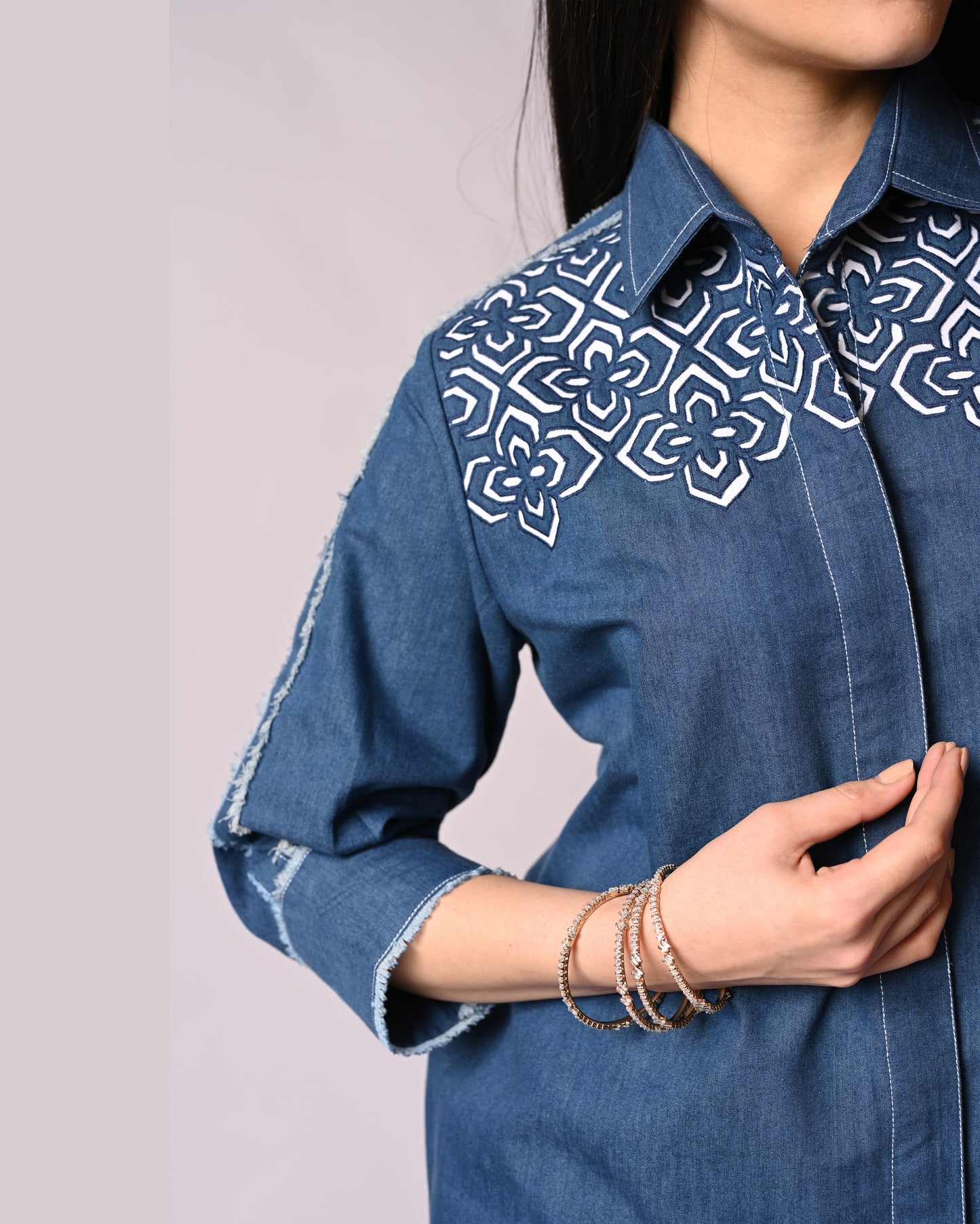 Denim Cutwork Shirt